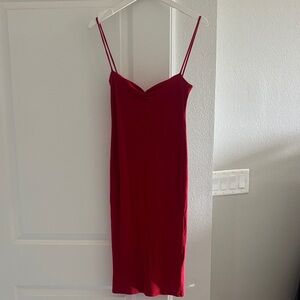 Reformation Red Midi Dress with Spaghetti Straps